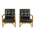 A Pair of Vintage Bamboo and Brass Lounge Chairs by Maison Jardin