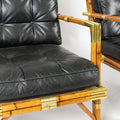A Pair of Vintage Bamboo and Brass Lounge Chairs by Maison Jardin
