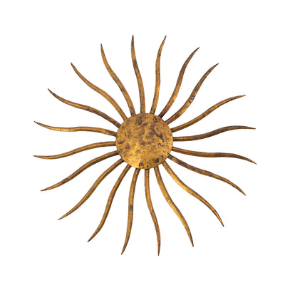 Vintage Brutalist Gilt Iron Sunburst Sconce