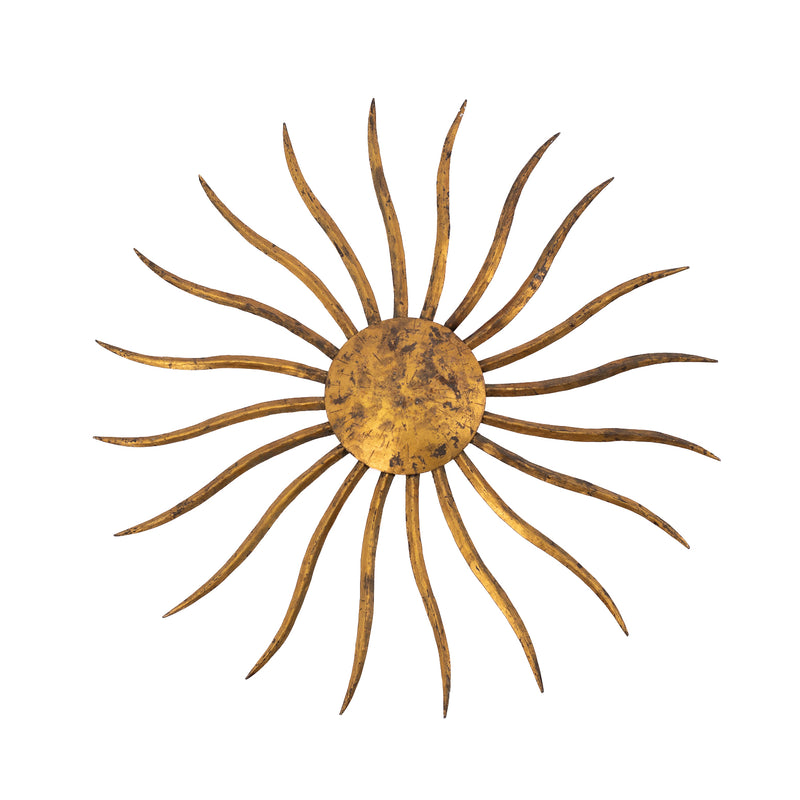 Vintage Brutalist Gilt Iron Sunburst Sconce