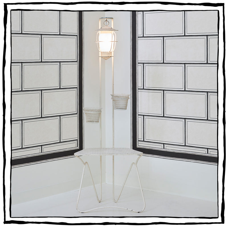 Painted Iron Floor Lamp with Planters