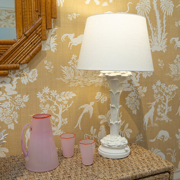 A Pair of White Plaster Palm Shaped Table Lamps in the Style of Serge Roche