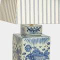 A Pair of Hand Painted Blue and White Porcelain Canton Tea Canister Lamps