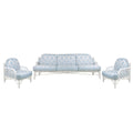 White Lacquered Wrought Iron Sofa and Two Armchairs in the Style of Emilio Terry