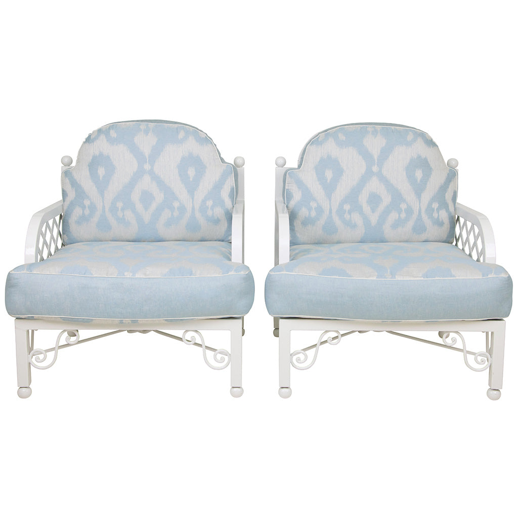 White Lacquered Wrought Iron Sofa and Two Armchairs in the Style of Emilio Terry