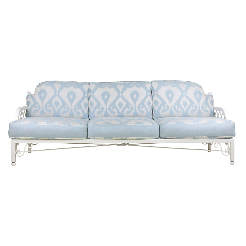 White Lacquered Wrought Iron Sofa and Two Armchairs in the Style of Emilio Terry