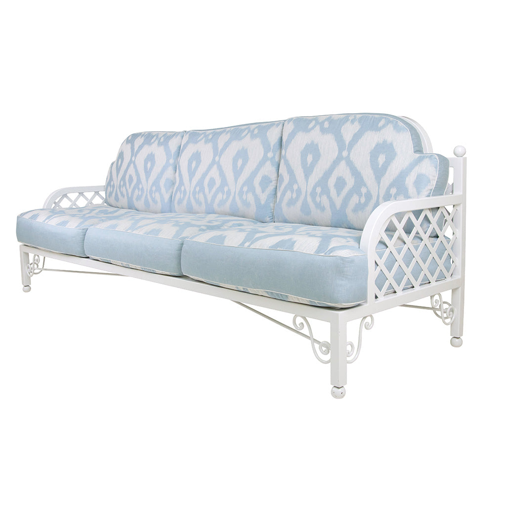 White Lacquered Wrought Iron Sofa and Two Armchairs in the Style of Emilio Terry