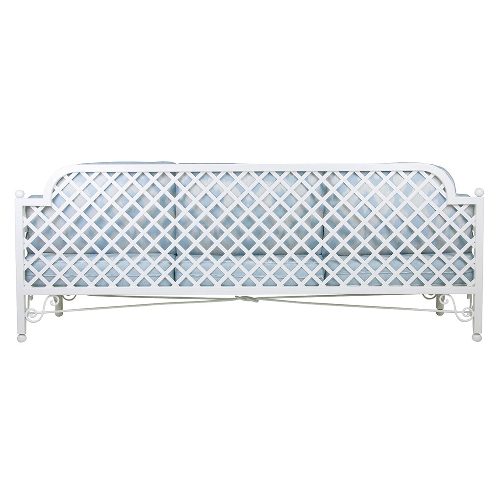 White Lacquered Wrought Iron Sofa and Two Armchairs in the Style of Emilio Terry