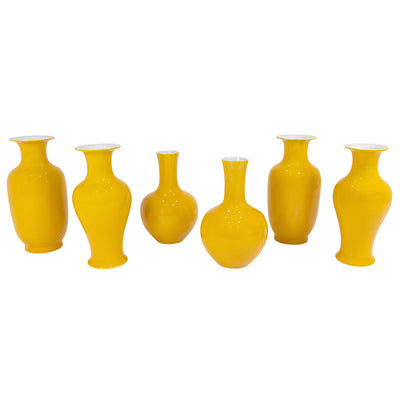 Set of Six Yellow Chinese Ceramic Vases