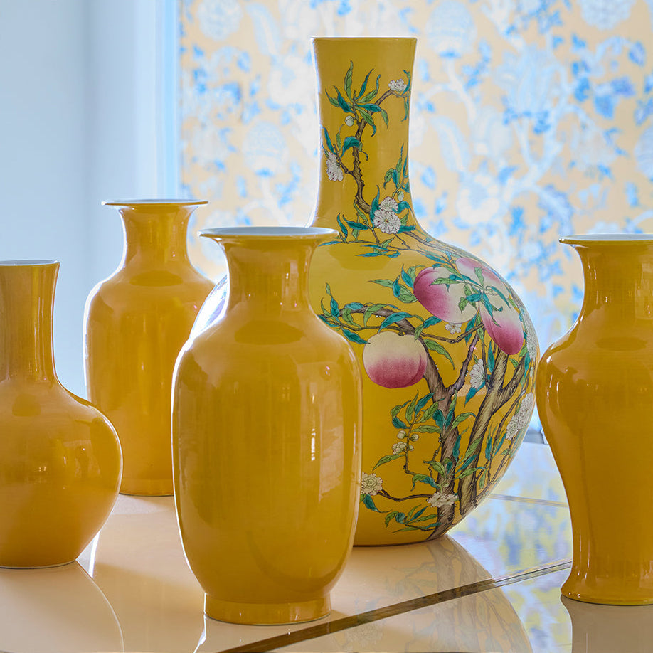 Set of Six Yellow Chinese Ceramic Vases – Casa Branca