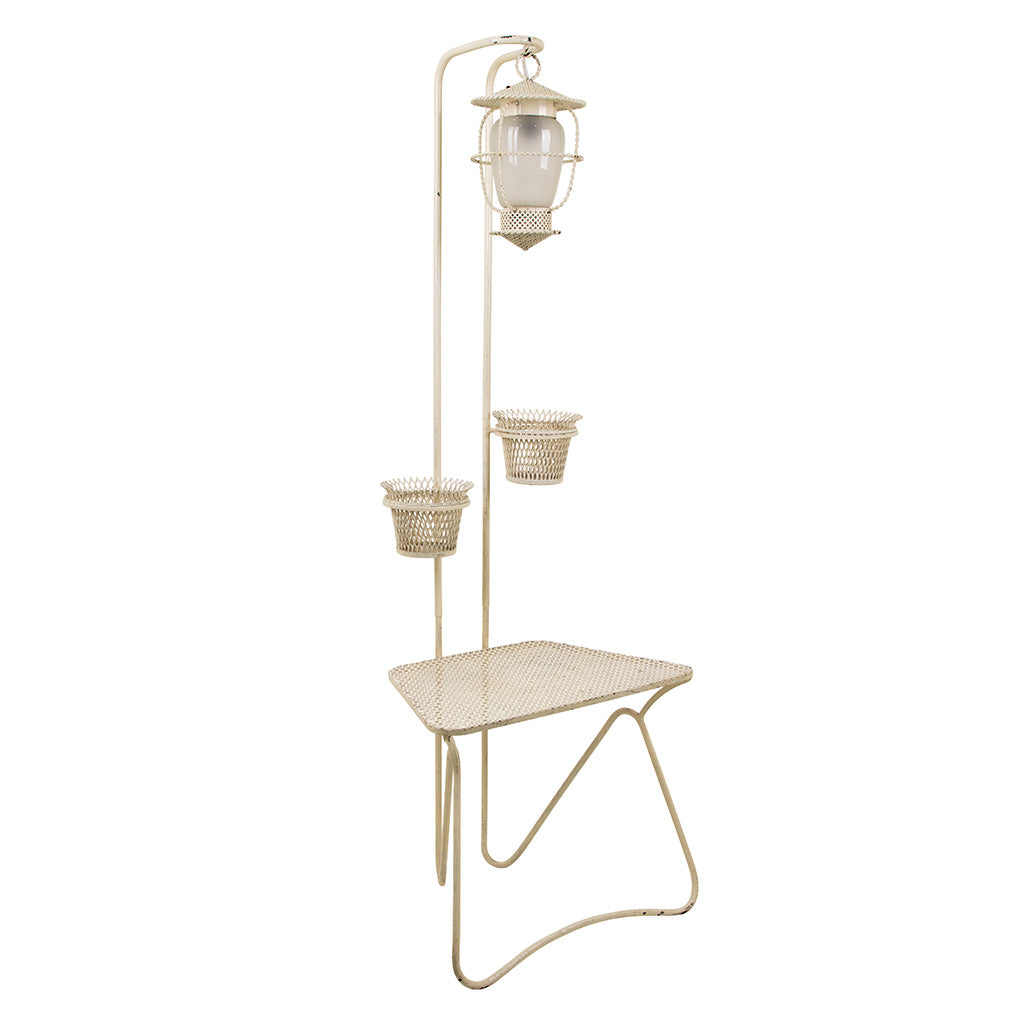 Painted Iron Floor Lamp with Planters