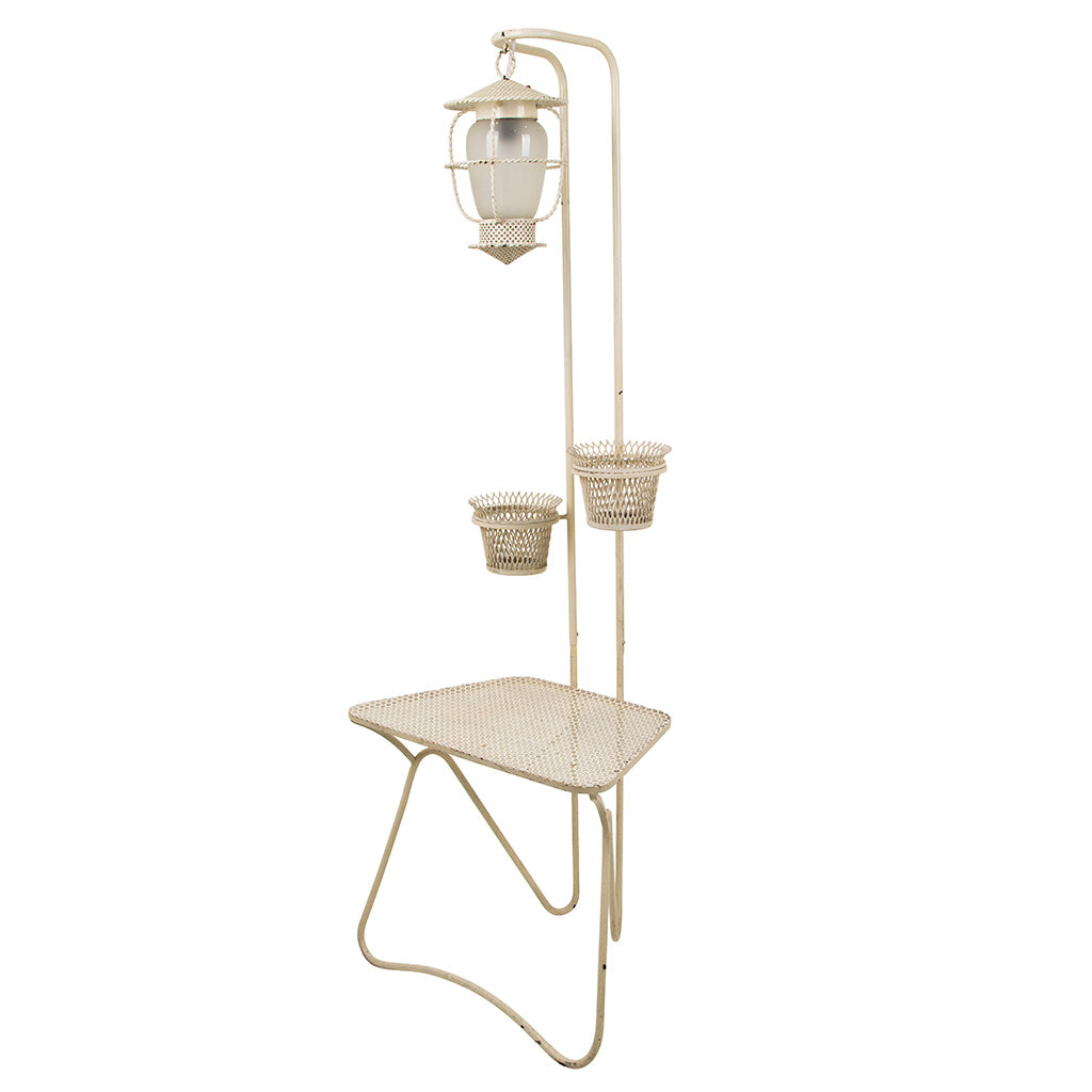 Painted Iron Floor Lamp with Planters