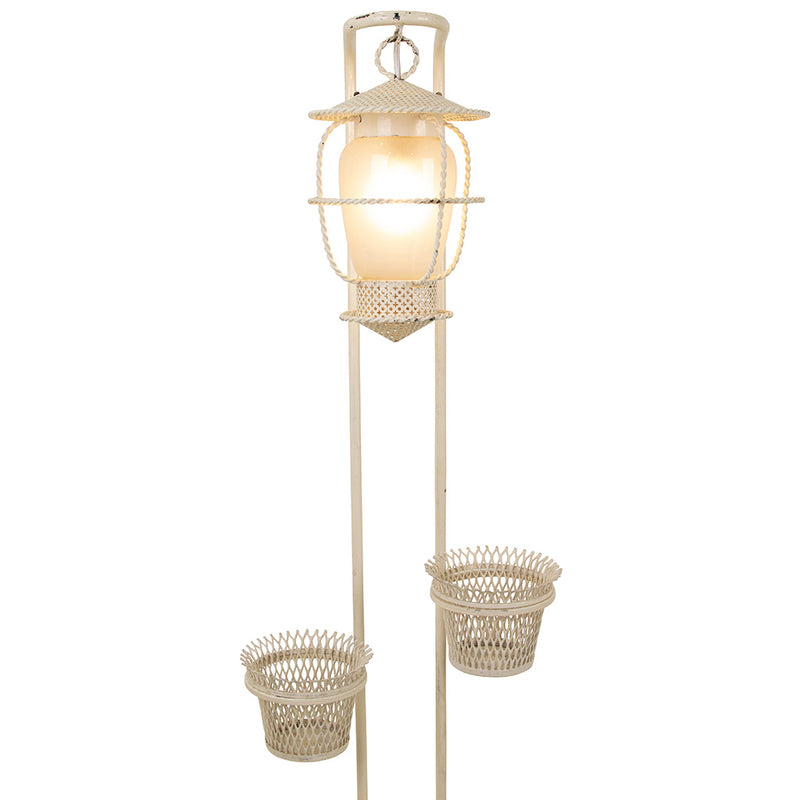 Painted Iron Floor Lamp with Planters