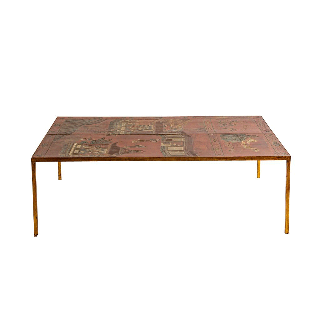 A Pair of Coromandel Screen Gilt Iron Coffee Tables