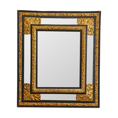 Dutch "Golden Age" Ebonized Beveled Mirror with Repoussé