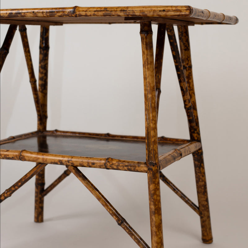 A Chinoiserie Decorated Bamboo Side Table in the manner of Jean-Baptiste Kohn