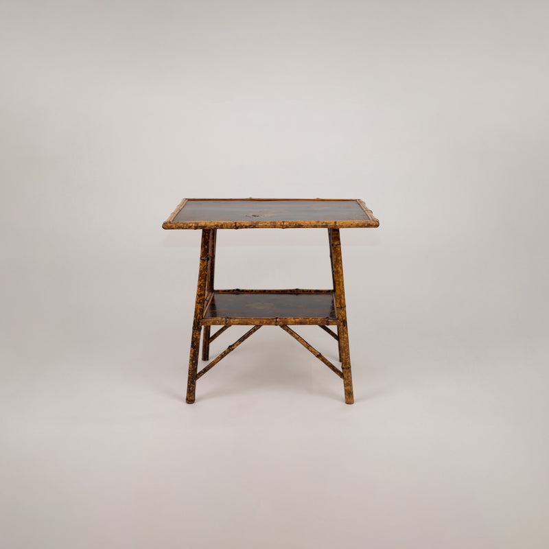 A Chinoiserie Decorated Bamboo Side Table in the manner of Jean-Baptiste Kohn