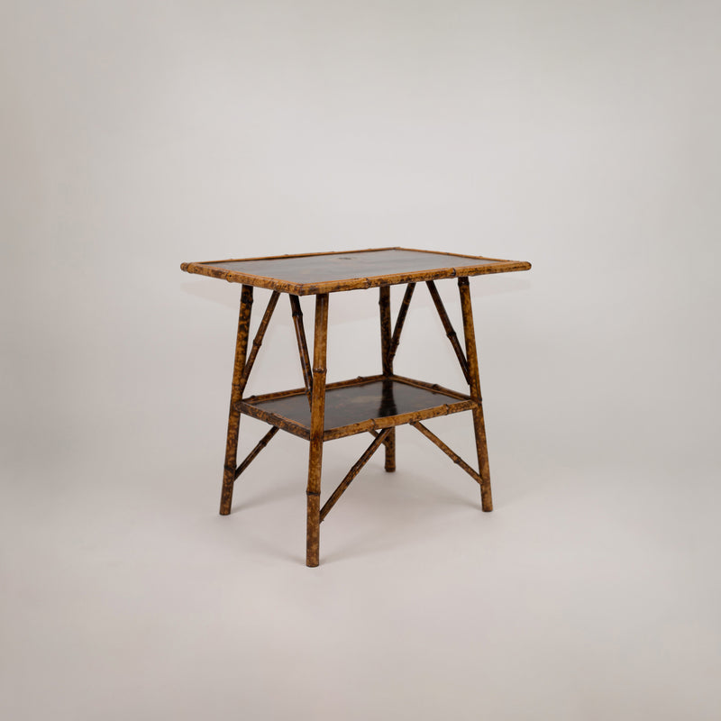 A Chinoiserie Decorated Bamboo Side Table in the manner of Jean-Baptiste Kohn