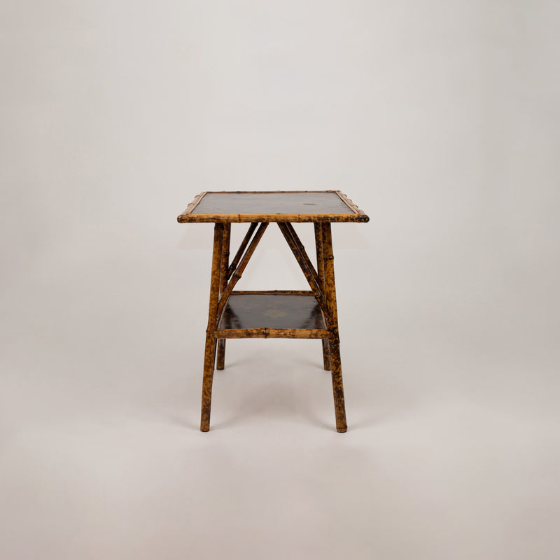 A Chinoiserie Decorated Bamboo Side Table in the manner of Jean-Baptiste Kohn