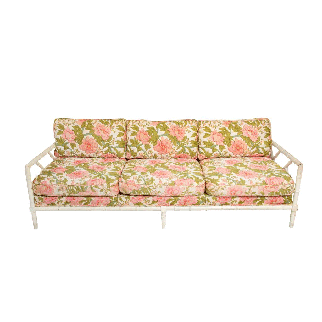 Faux Bamboo Fretwork Sofa, Chair, and Ottoman