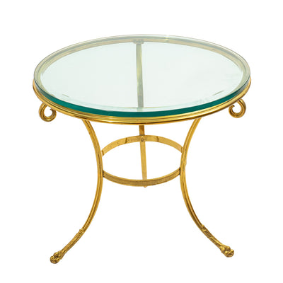 Gilt Metal Gueridon with Smoked Glass Top in the style of Maison Jansen