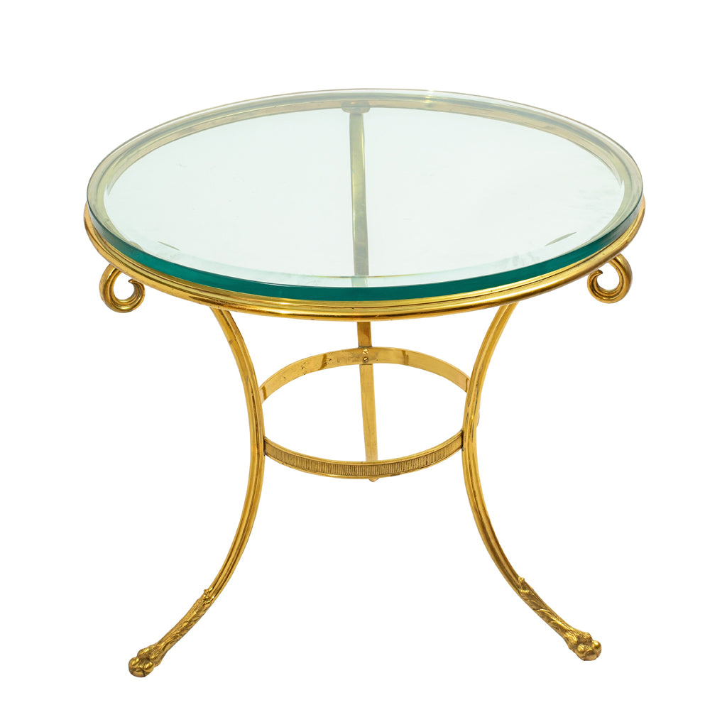 Gilt Metal Gueridon with Smoked Glass Top in the style of Maison Jansen
