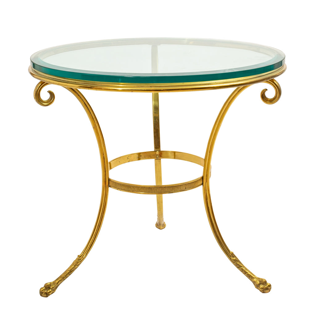 Gilt Metal Gueridon with Smoked Glass Top in the style of Maison Jansen
