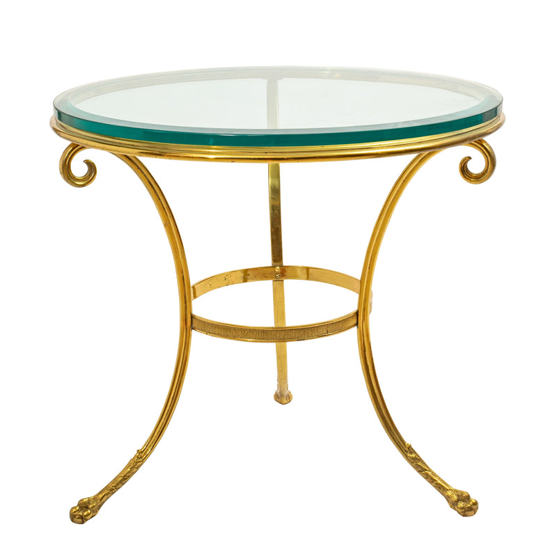 Gilt Metal Gueridon with Smoked Glass Top in the style of Maison Jansen