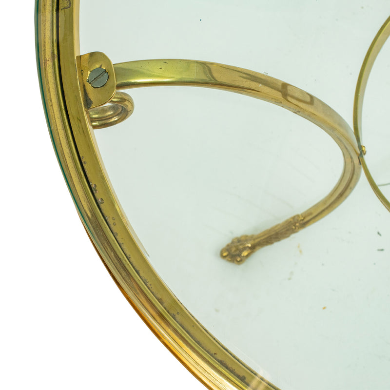 Gilt Metal Gueridon with Smoked Glass Top in the style of Maison Jansen