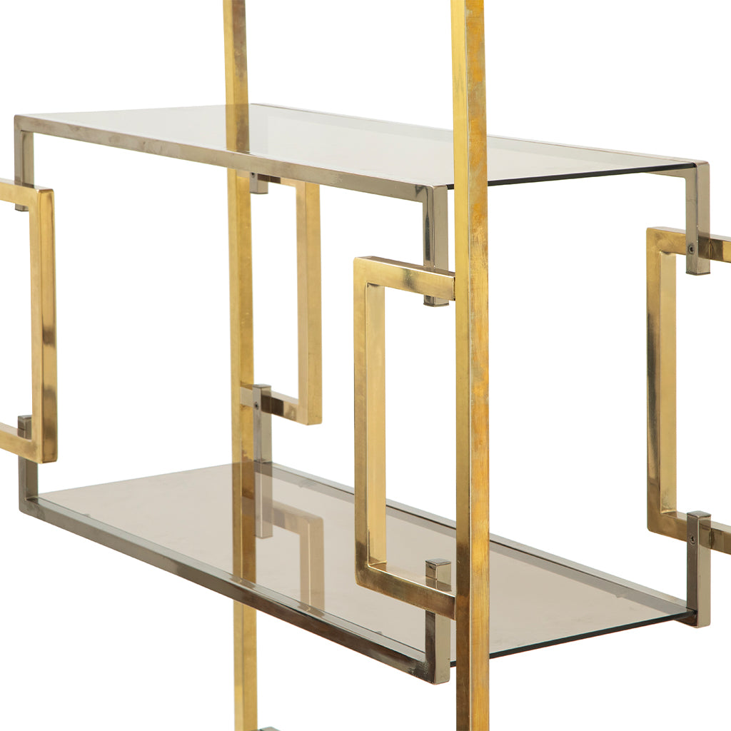 Four Shelf Brass and Stainless Steel Bookcase by Romeo Rega
