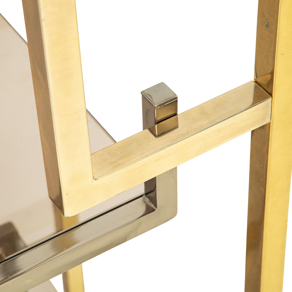 Four Shelf Brass and Stainless Steel Bookcase by Romeo Rega