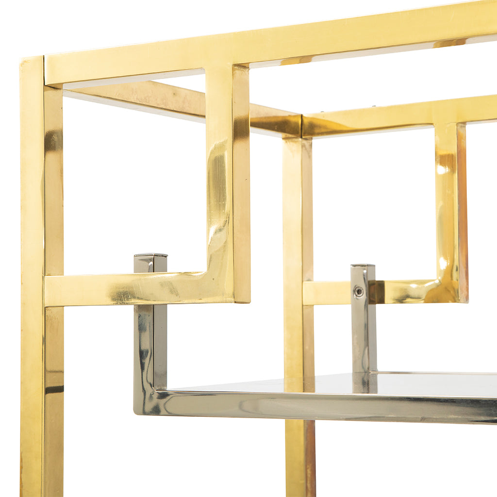 Four Shelf Brass and Stainless Steel Bookcase by Romeo Rega