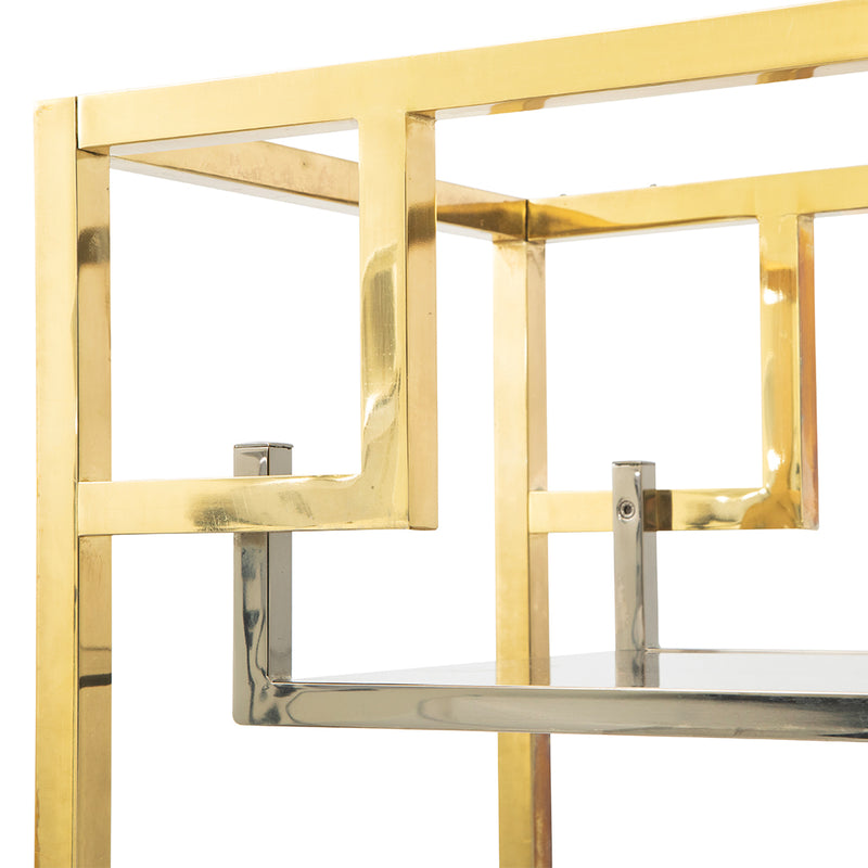 Four Shelf Brass and Stainless Steel Bookcase by Romeo Rega