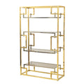 Four Shelf Brass and Stainless Steel Bookcase by Romeo Rega