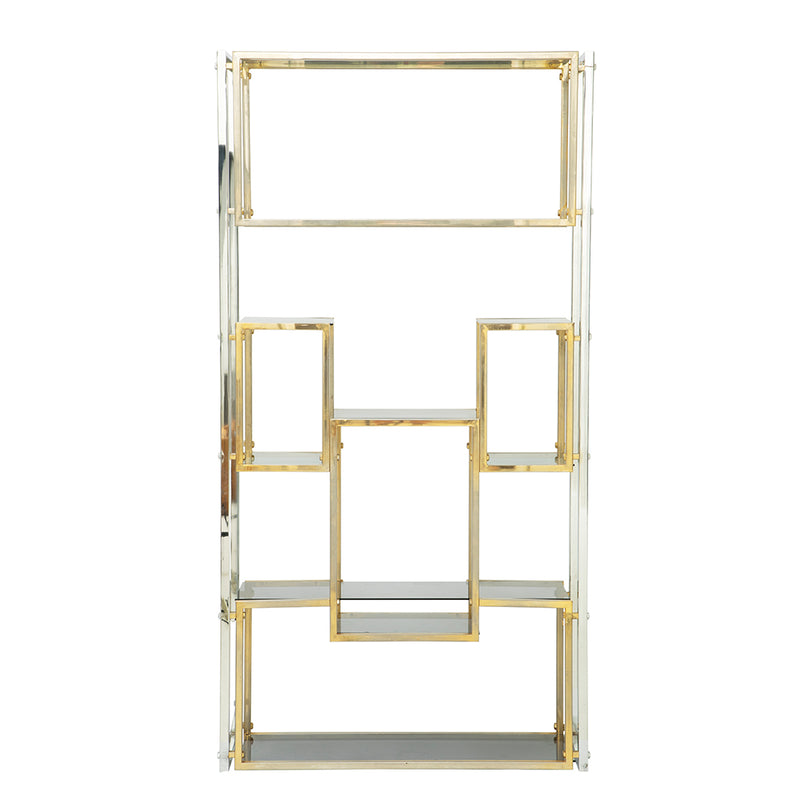 Brass and Stainless Steel Bookcase by Romeo Rega