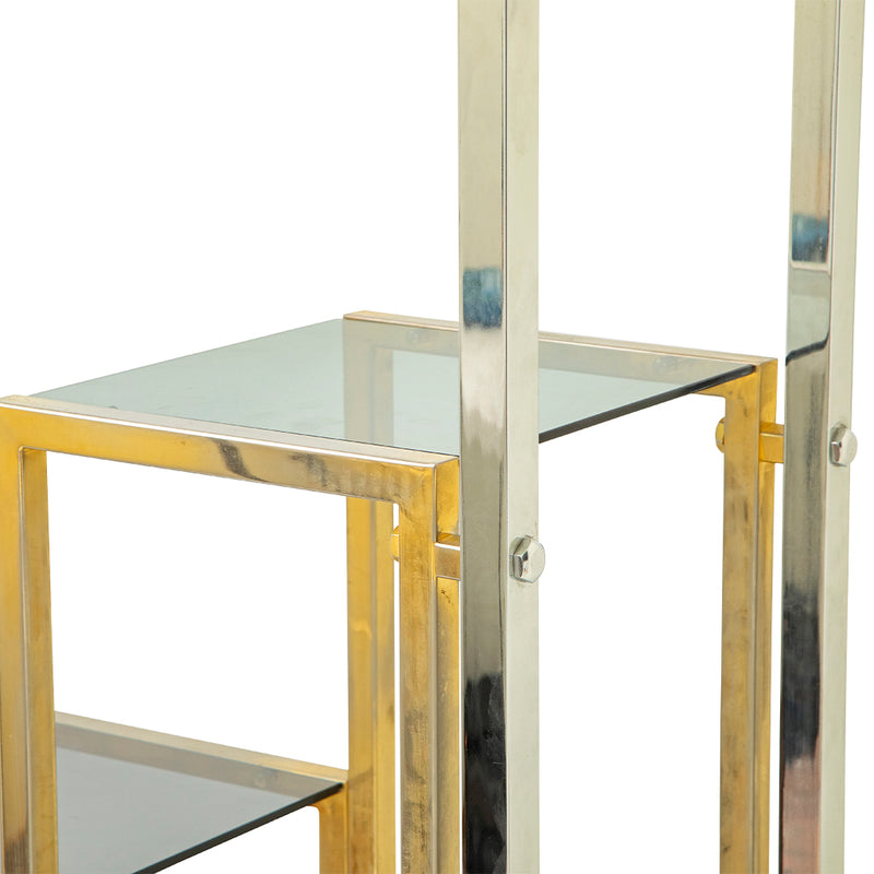 Brass and Stainless Steel Bookcase by Romeo Rega