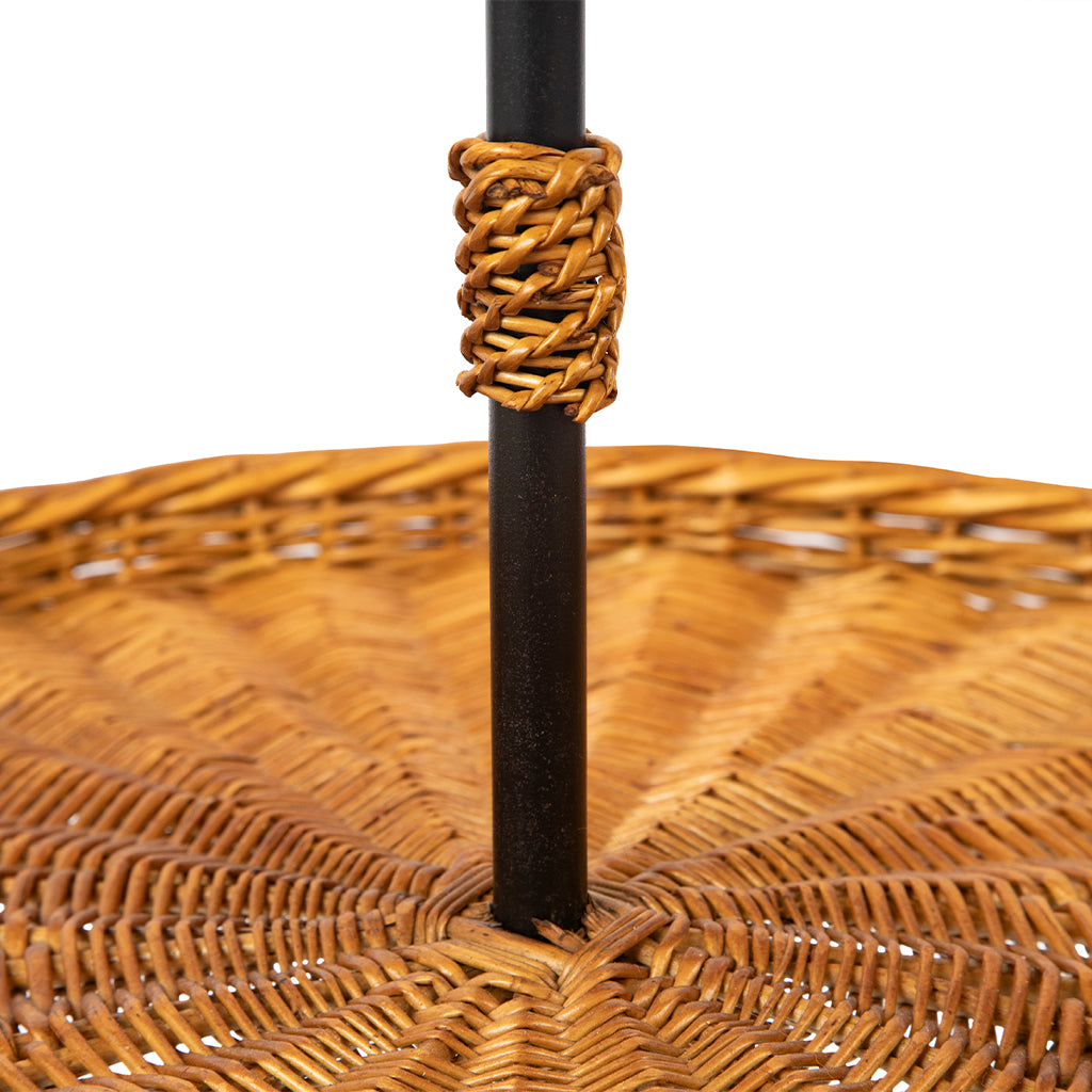 Floor Lamp with Rattan Drink Table in the Style of Audoux Minet