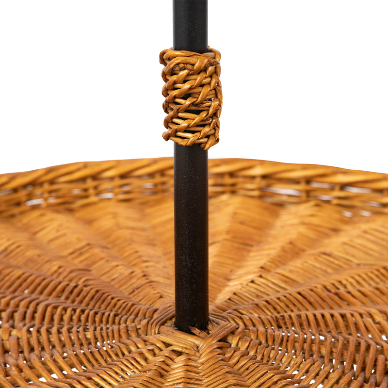 Floor Lamp with Rattan Drink Table in the Style of Audoux Minet