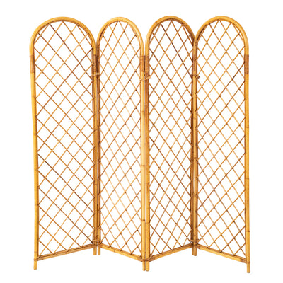 Rattan and Bamboo Four Part Screen