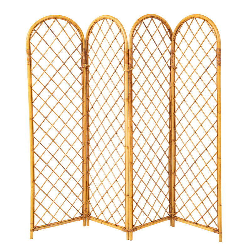 Rattan and Bamboo Four Part Screen
