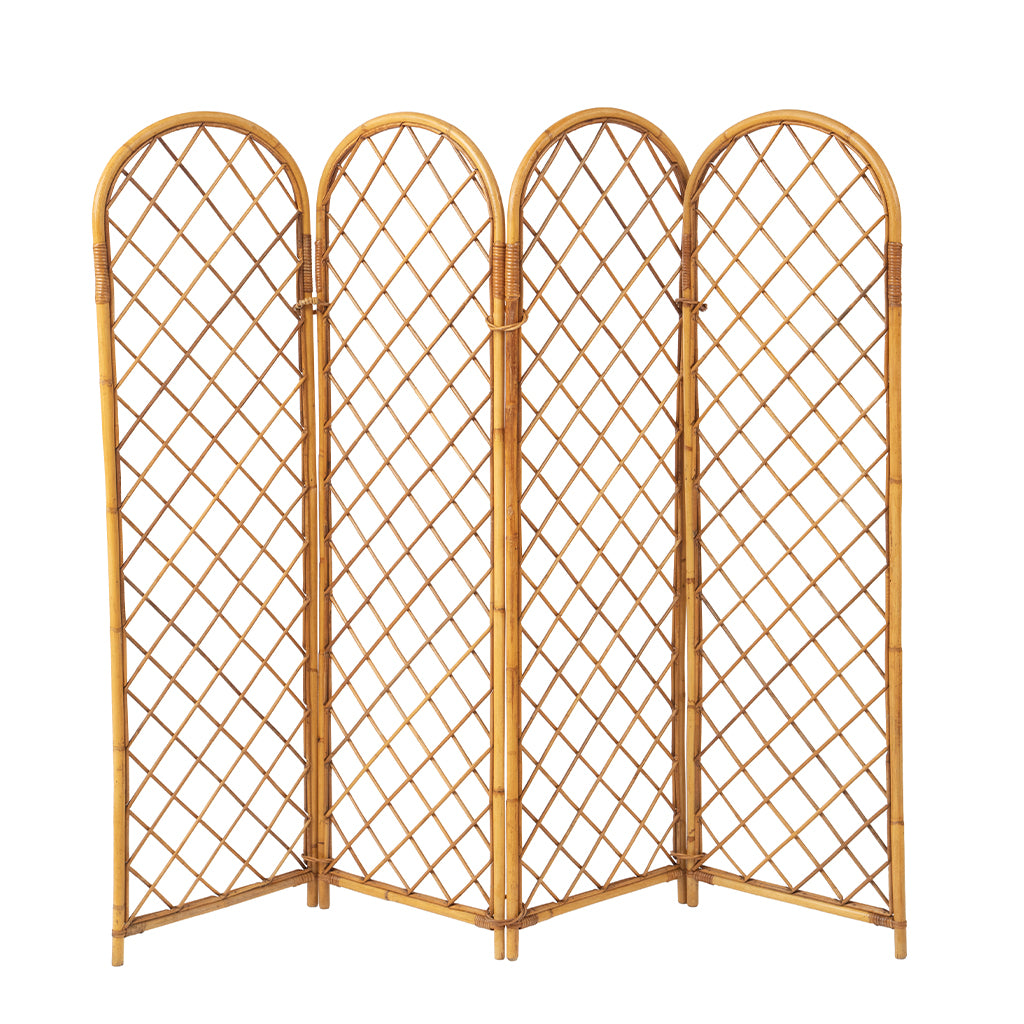 Rattan and Bamboo Four Part Screen