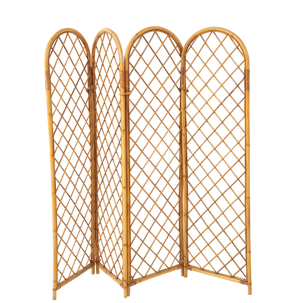 Rattan and Bamboo Four Part Screen