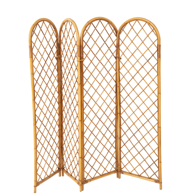 Rattan and Bamboo Four Part Screen