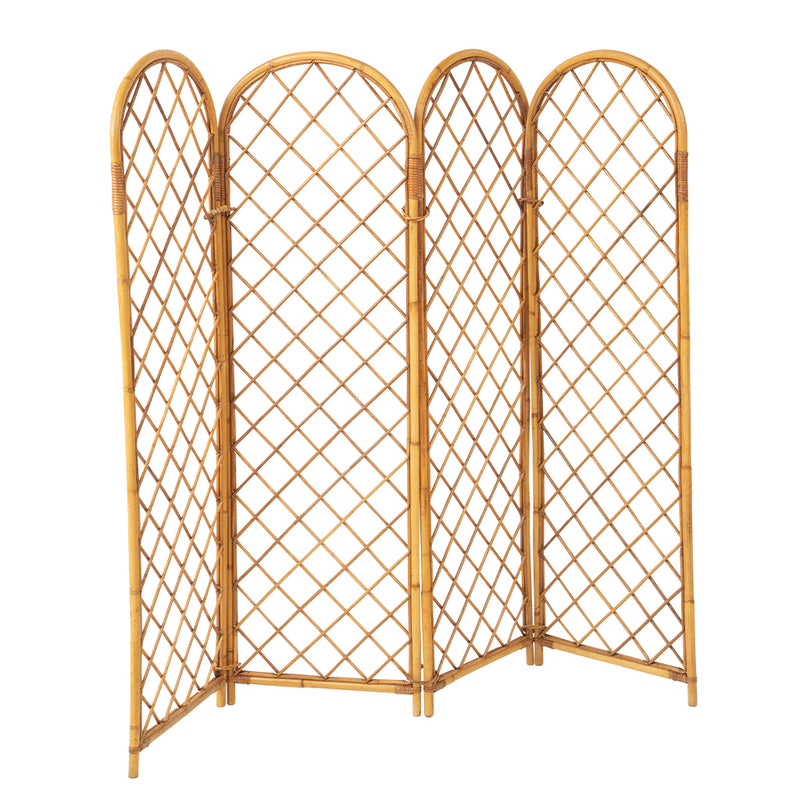 Rattan and Bamboo Four Part Screen