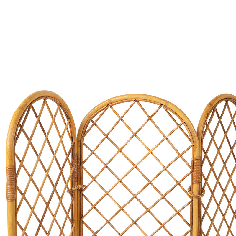 Rattan and Bamboo Four Part Screen