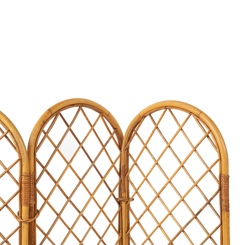 Rattan and Bamboo Four Part Screen