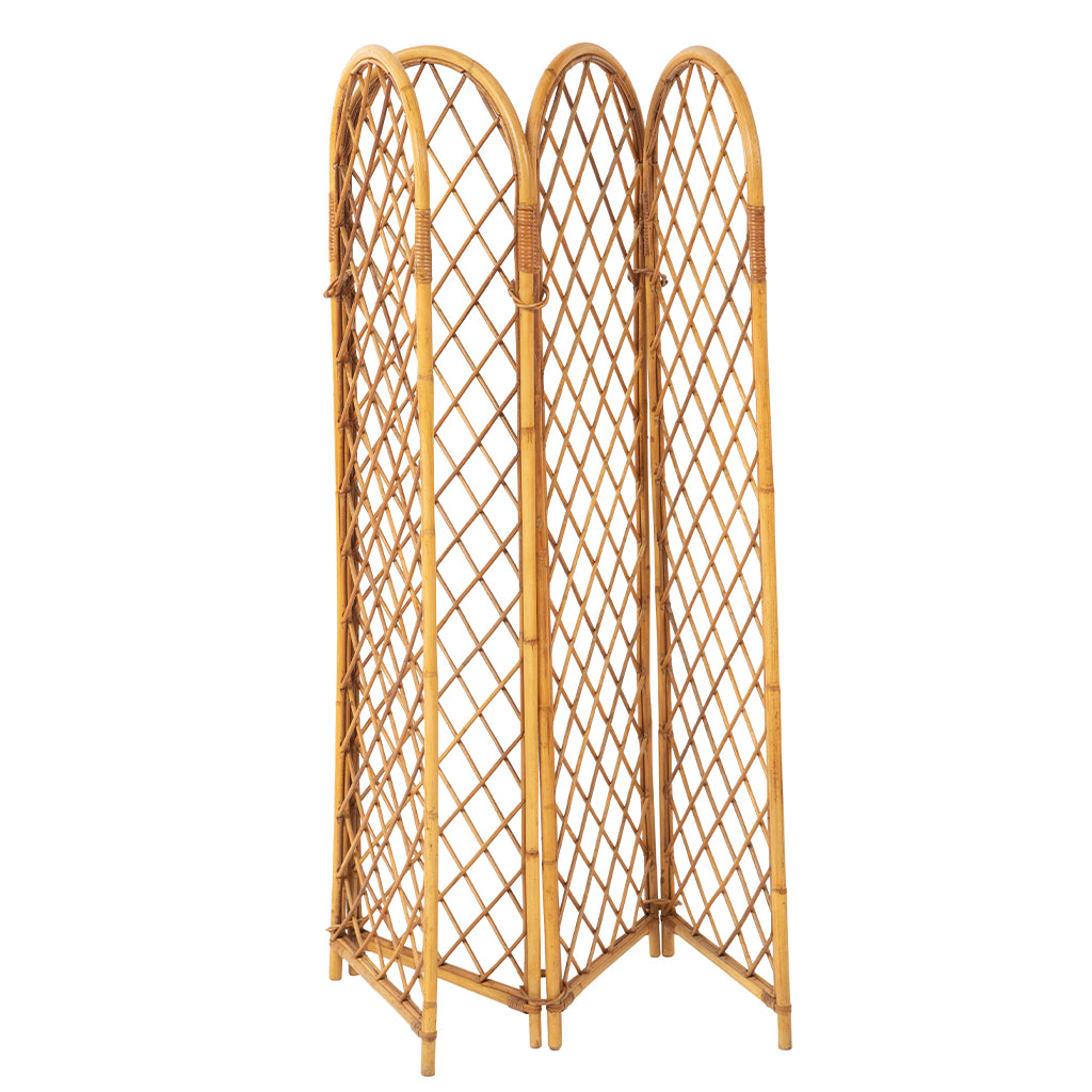 Rattan and Bamboo Four Part Screen