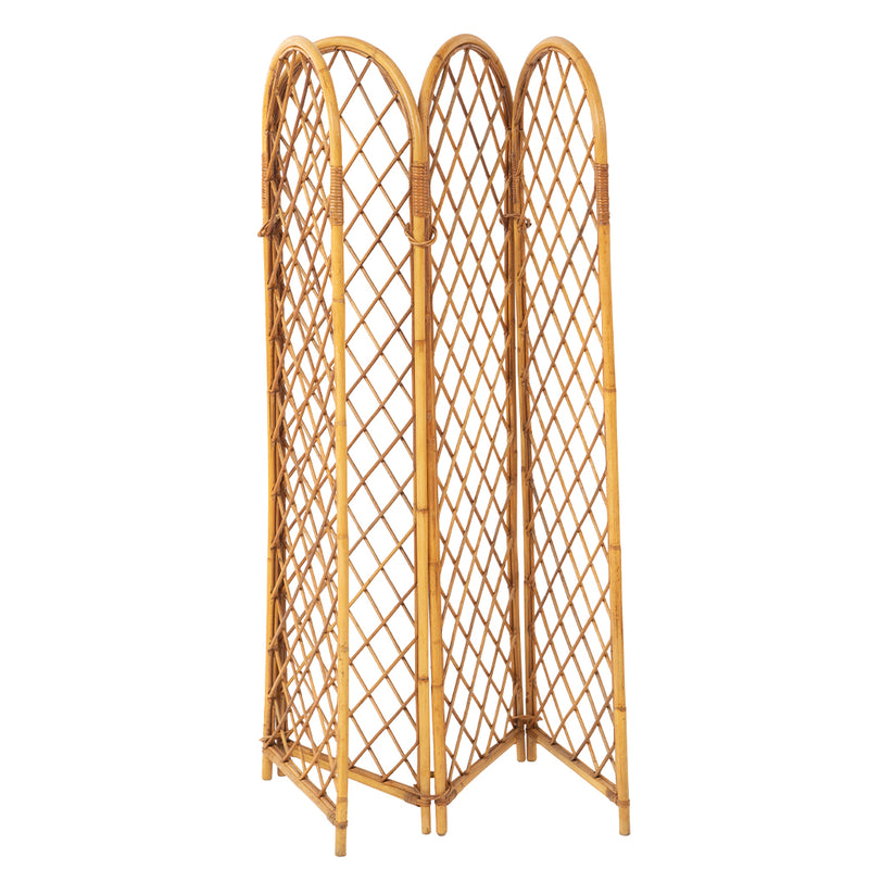 Rattan and Bamboo Four Part Screen