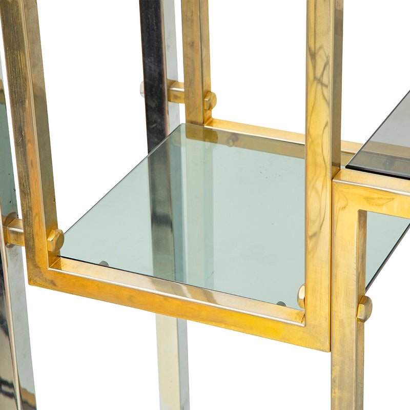 Brass and Stainless Steel Bookcase by Romeo Rega