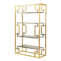 Four Shelf Brass and Stainless Steel Bookcase by Romeo Rega